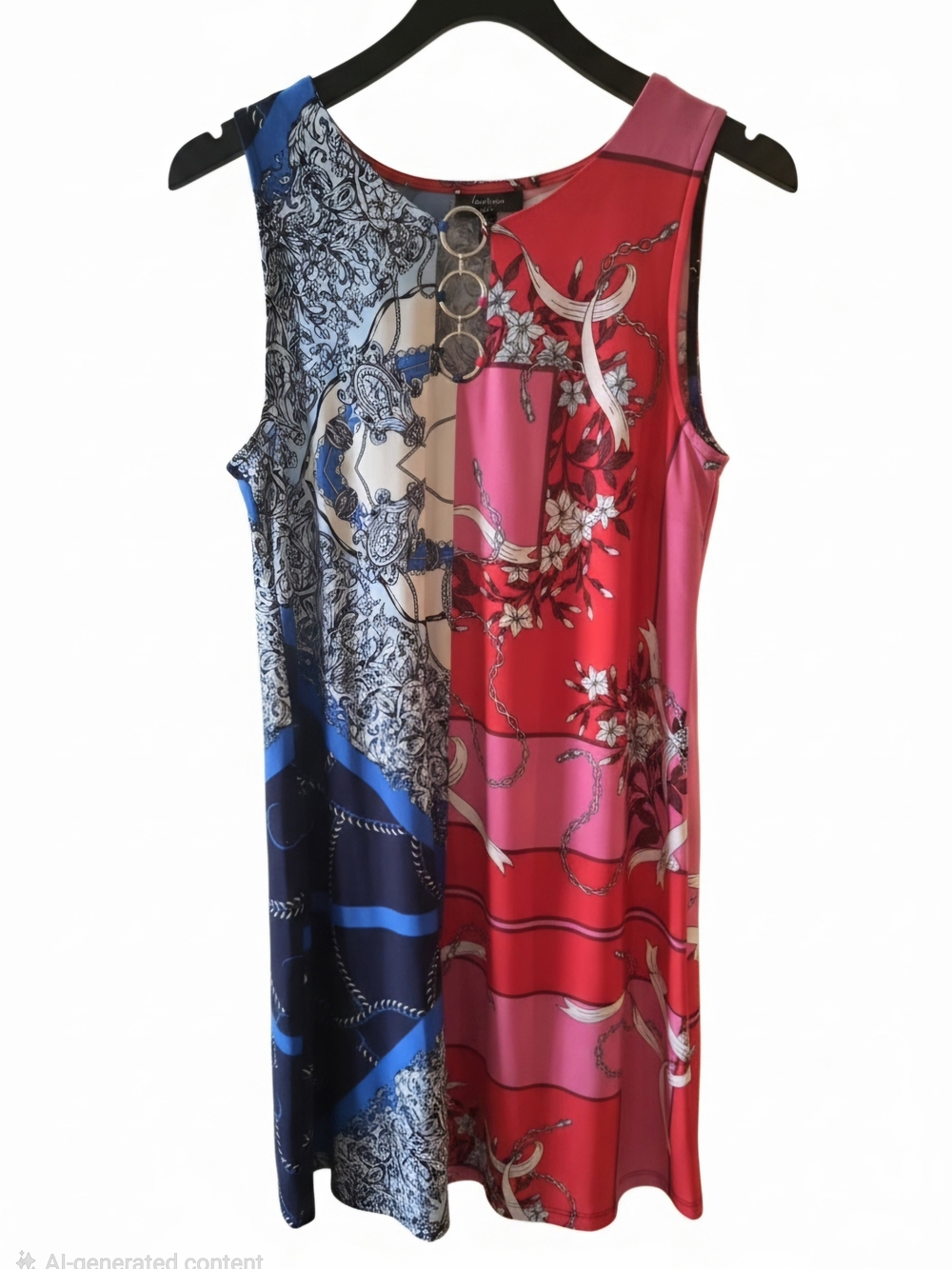 MSK Multicolor Pink ,Red and Blue Printed Sleeveless Tank Dress